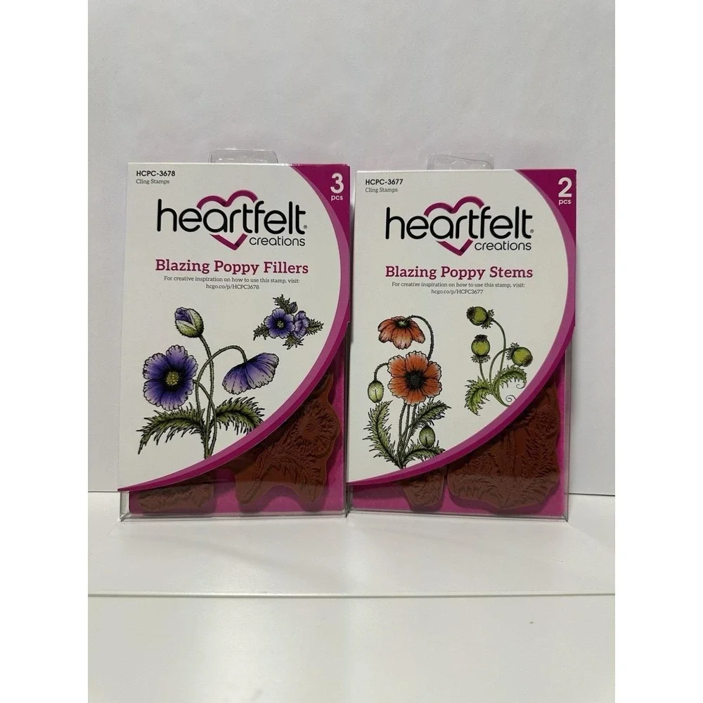 Heartfelt Creations Blazing Poppy Fillers/Poppy Stems Cling‎ Stamps 3678 367